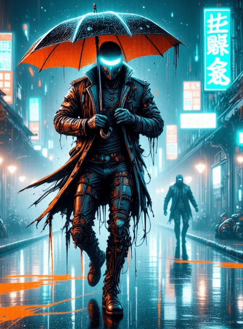 person, umbrella, city