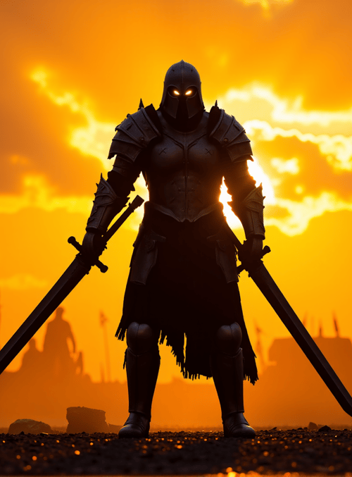 knight, swords, army, flags, armor