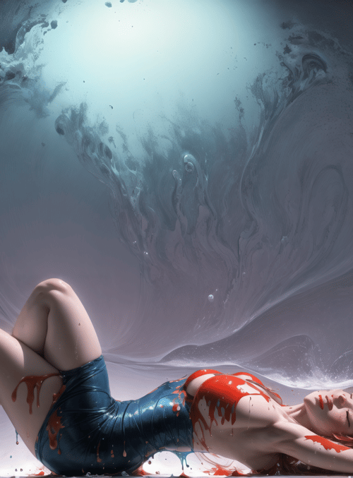 woman, liquid, art