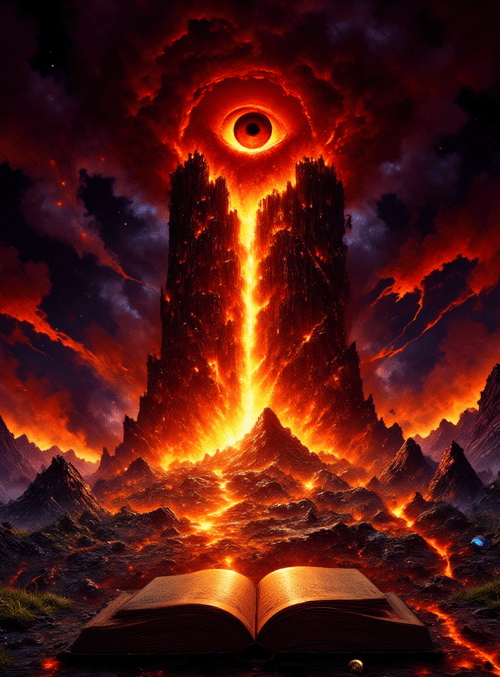 eye, mountain, book, lava, sky, cloud, rock, fire, volcano, earth