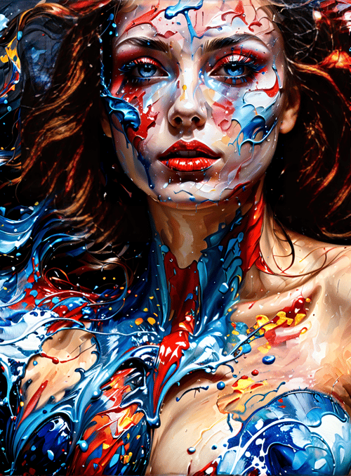 woman, paint, splatter