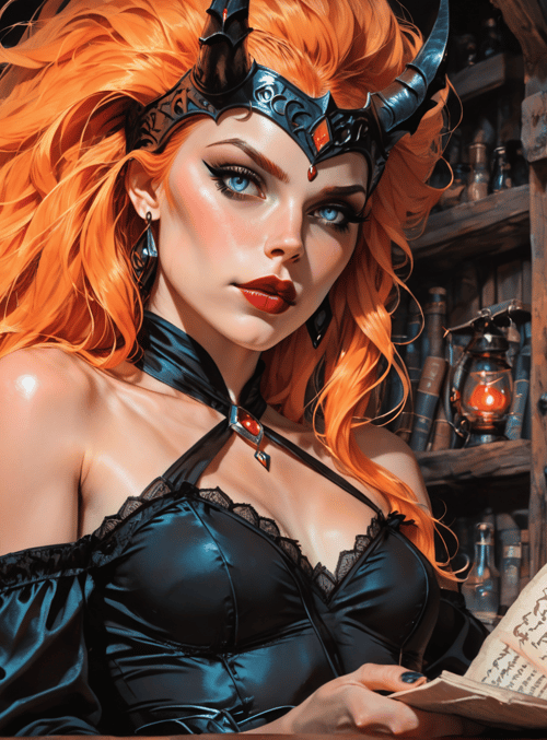 woman, book, library, lantern, bottle, bookshelf, hair