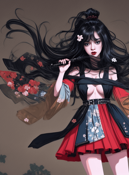 woman, anime, cherry blossom