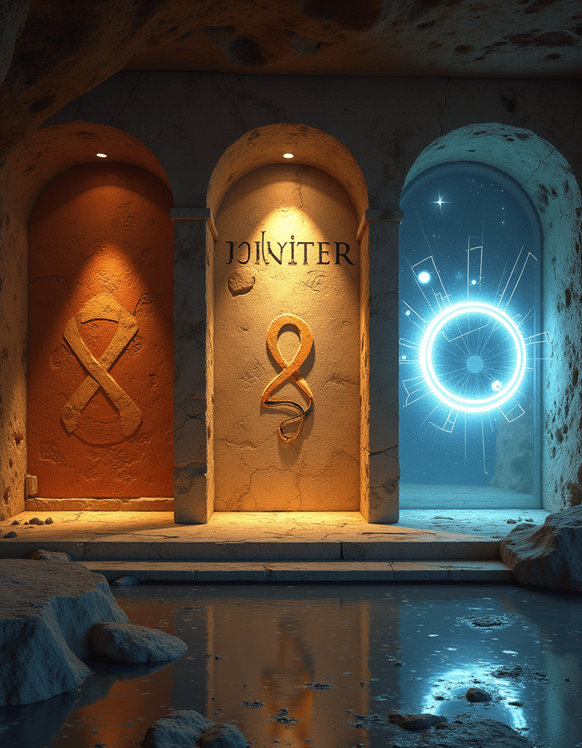 AI generated wallpaper featuring temple, symbol, portal