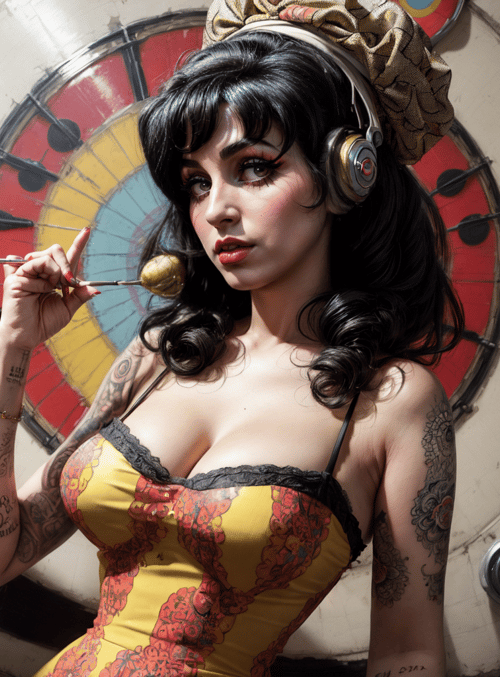 woman, darts, tattoo
