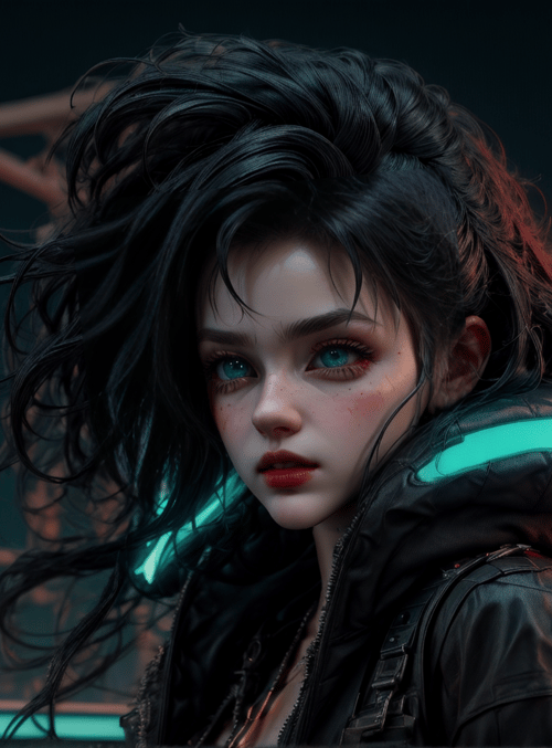 woman, cyberpunk, street