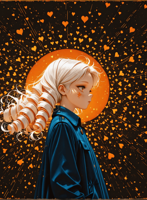girl, hearts, sun