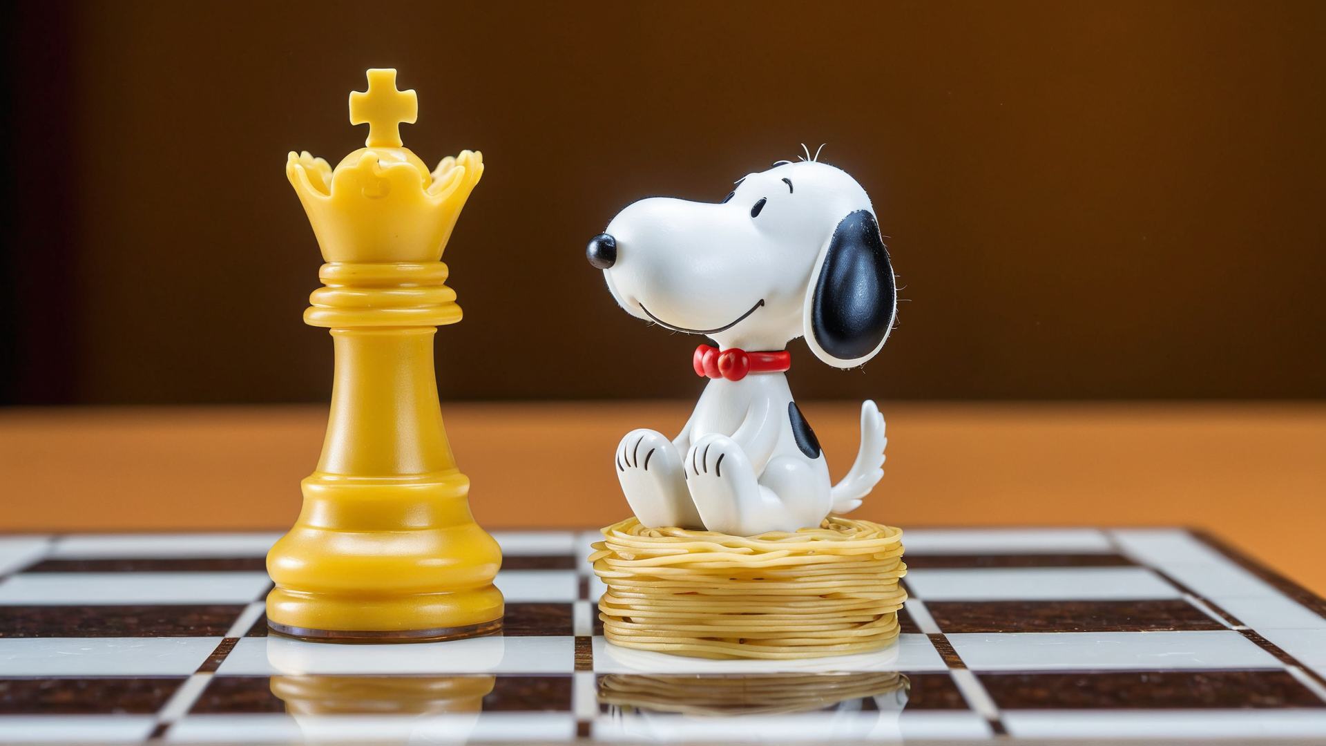 AI generated wallpaper featuring snoopy, chess queen, nest