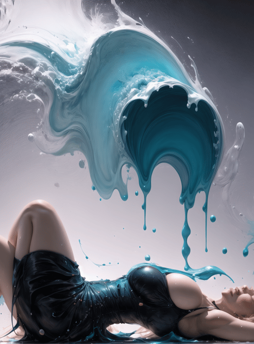 woman, waves, water