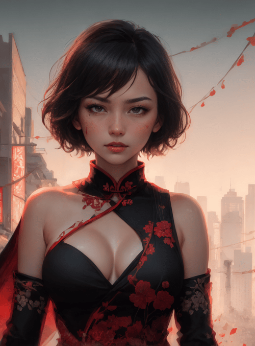 woman, lantern, city