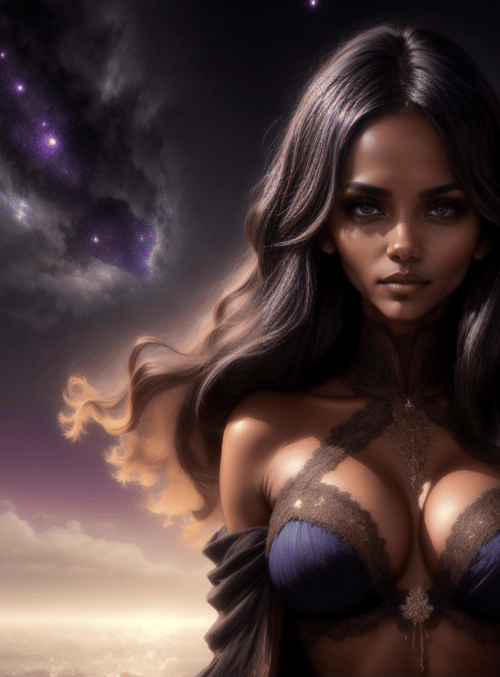 woman, cosmic, ocean