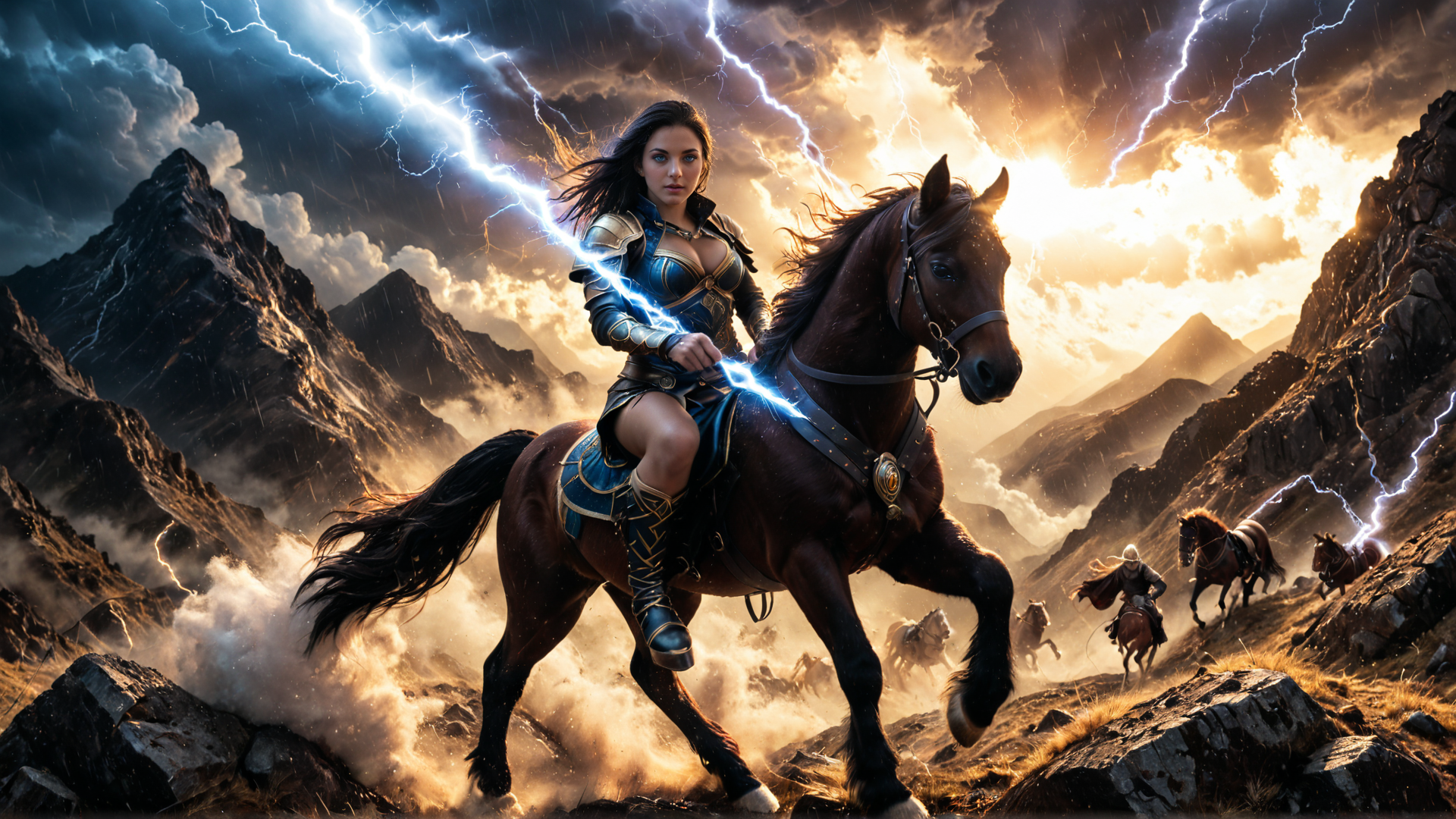 AI generated wallpaper featuring warrior, horse, army