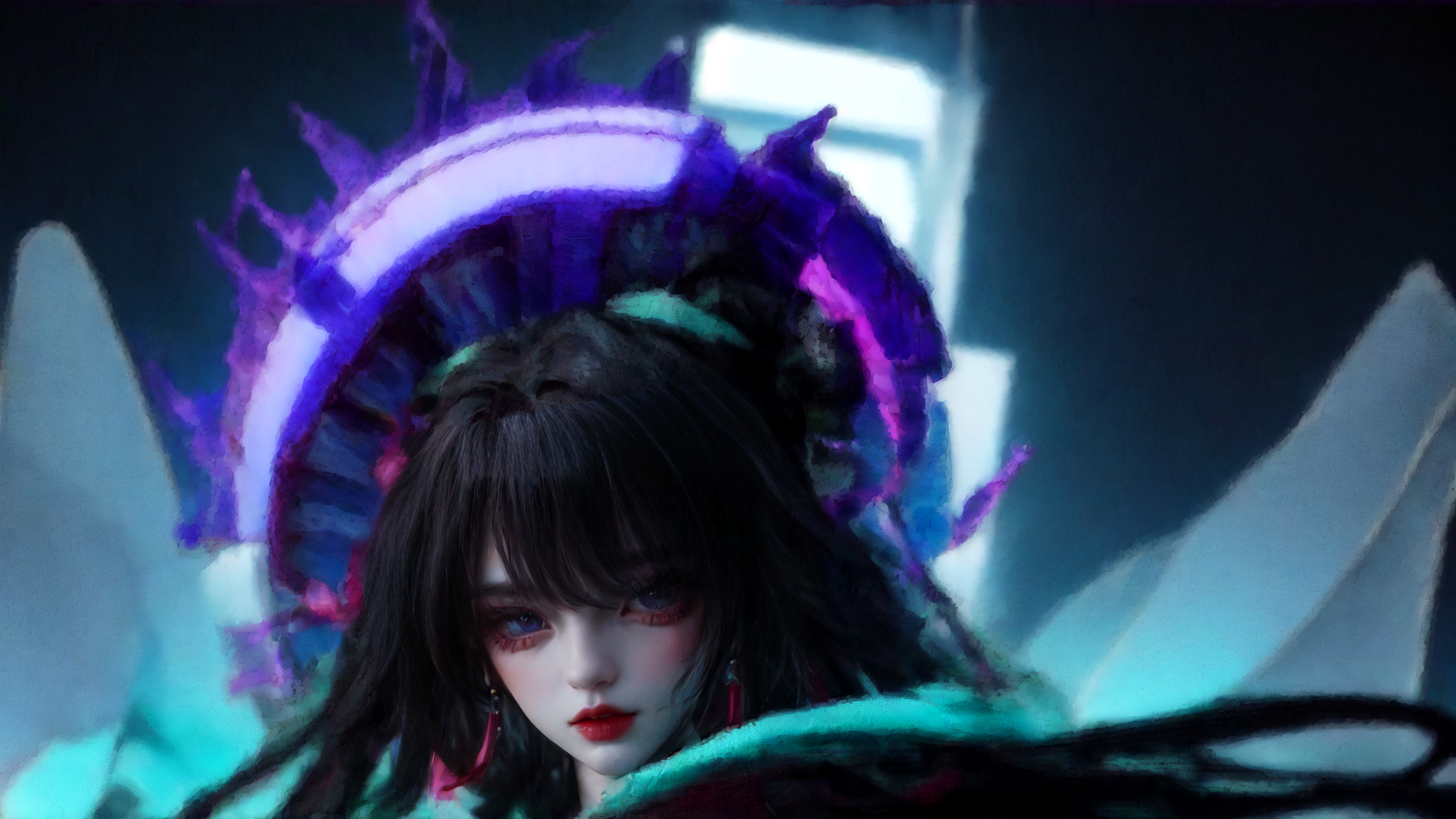 AI generated wallpaper featuring woman, character, anime