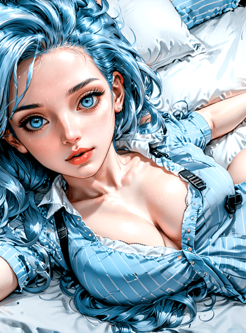woman, bed, hair, shirt, watch, nail, pillow, shorts, leg, skin