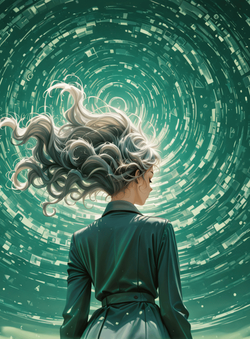 woman, hair, digital tunnel