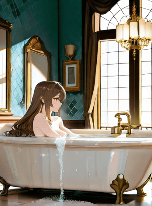 girl, bathtub, bathroom
