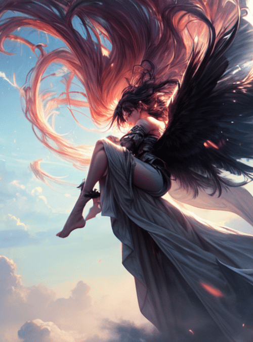 angel, woman, hair