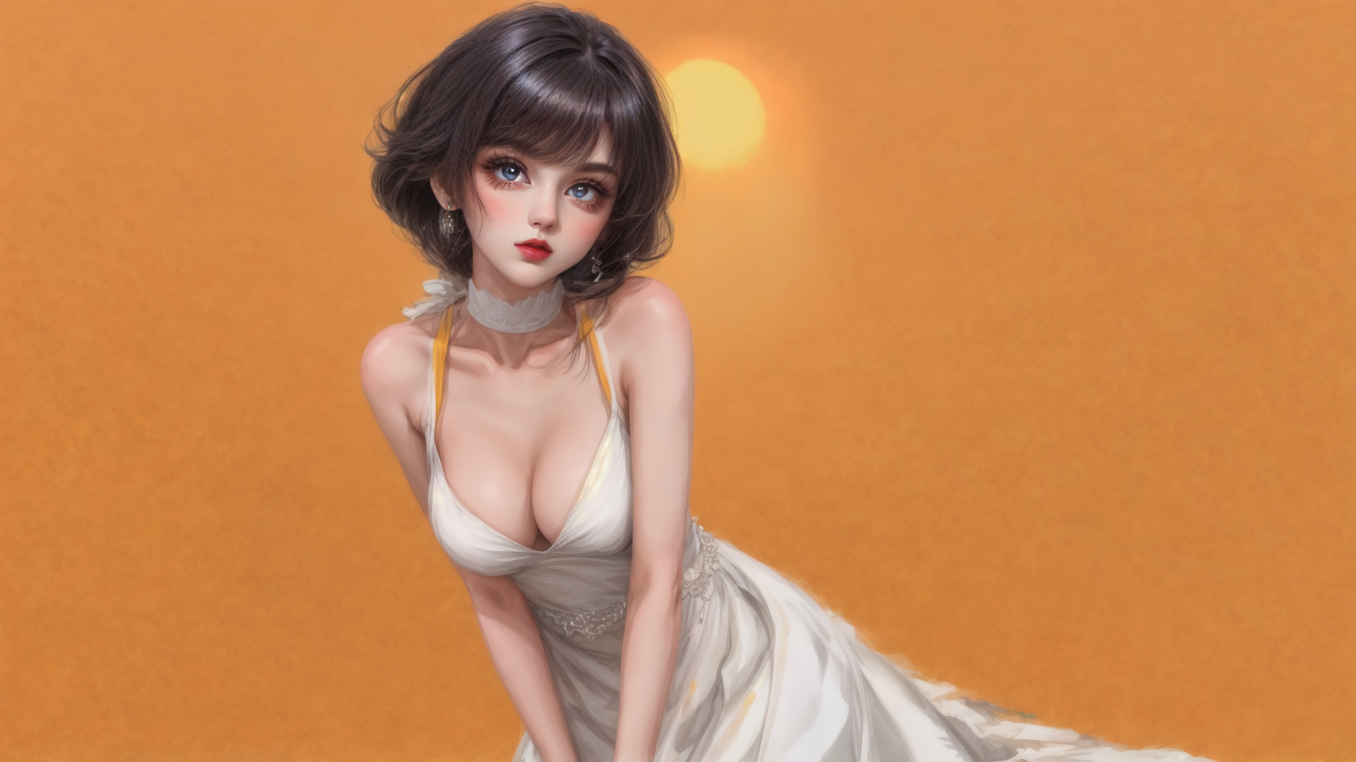 AI generated wallpaper featuring woman, bride, gown