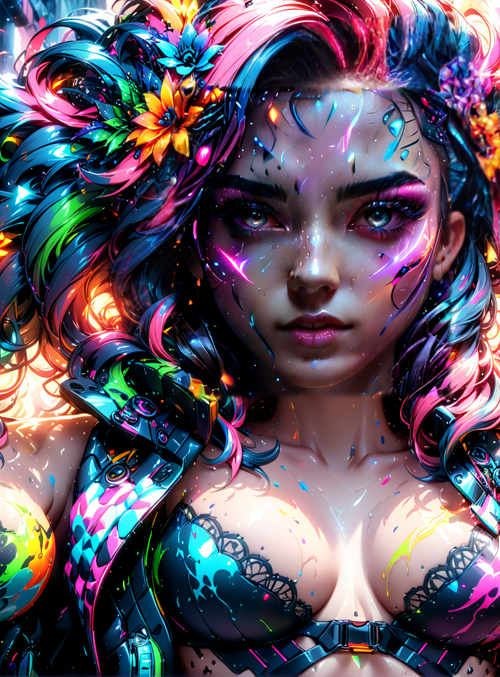 cyberpunk, woman, neon
