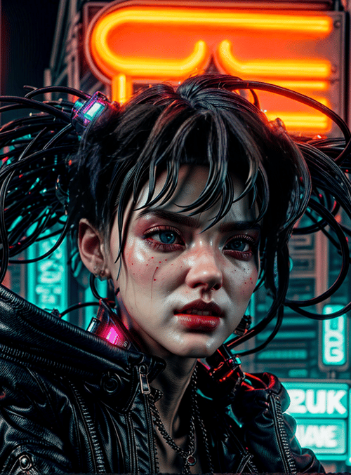 cyberpunk, girl, neon