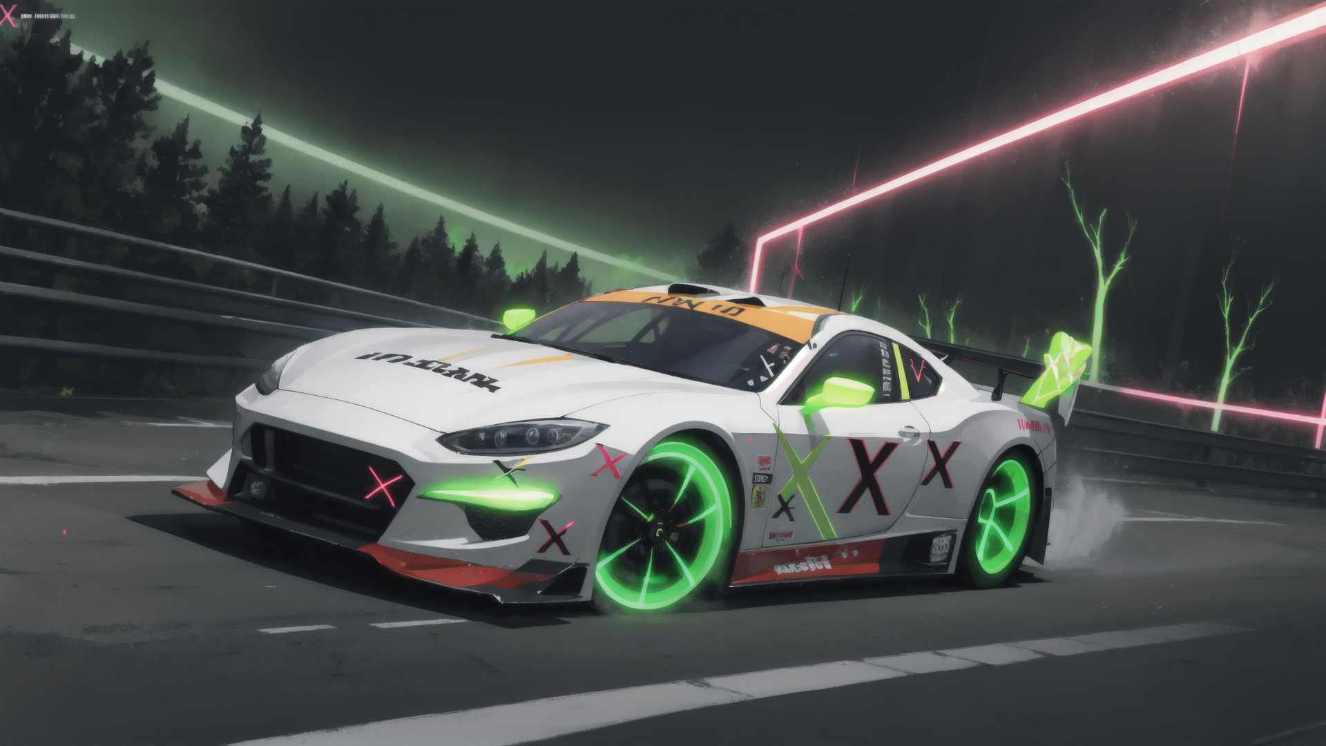 AI generated wallpaper featuring race car, sports car, car, speed, drift