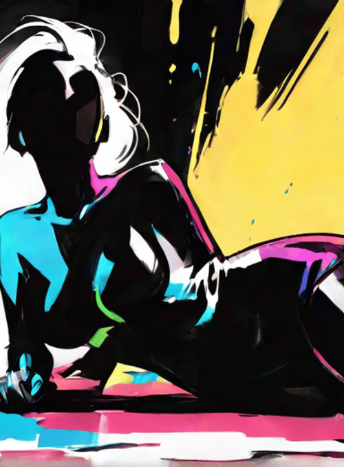 woman, silhouette, sitting, blonde, hair, leotard, figure