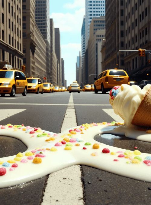 ice cream, donut, street