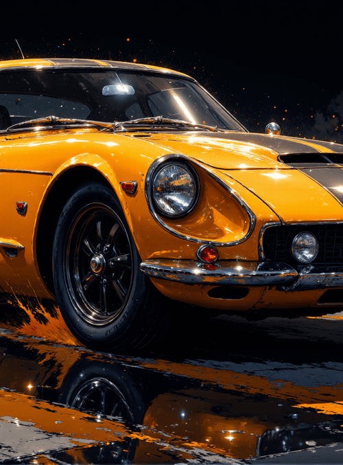 car, sports car, classic car, yellow car, vintage car, race car