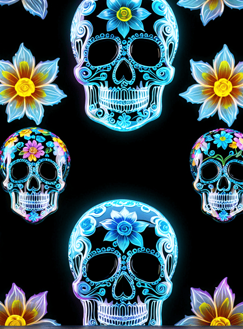 skull, flower, design