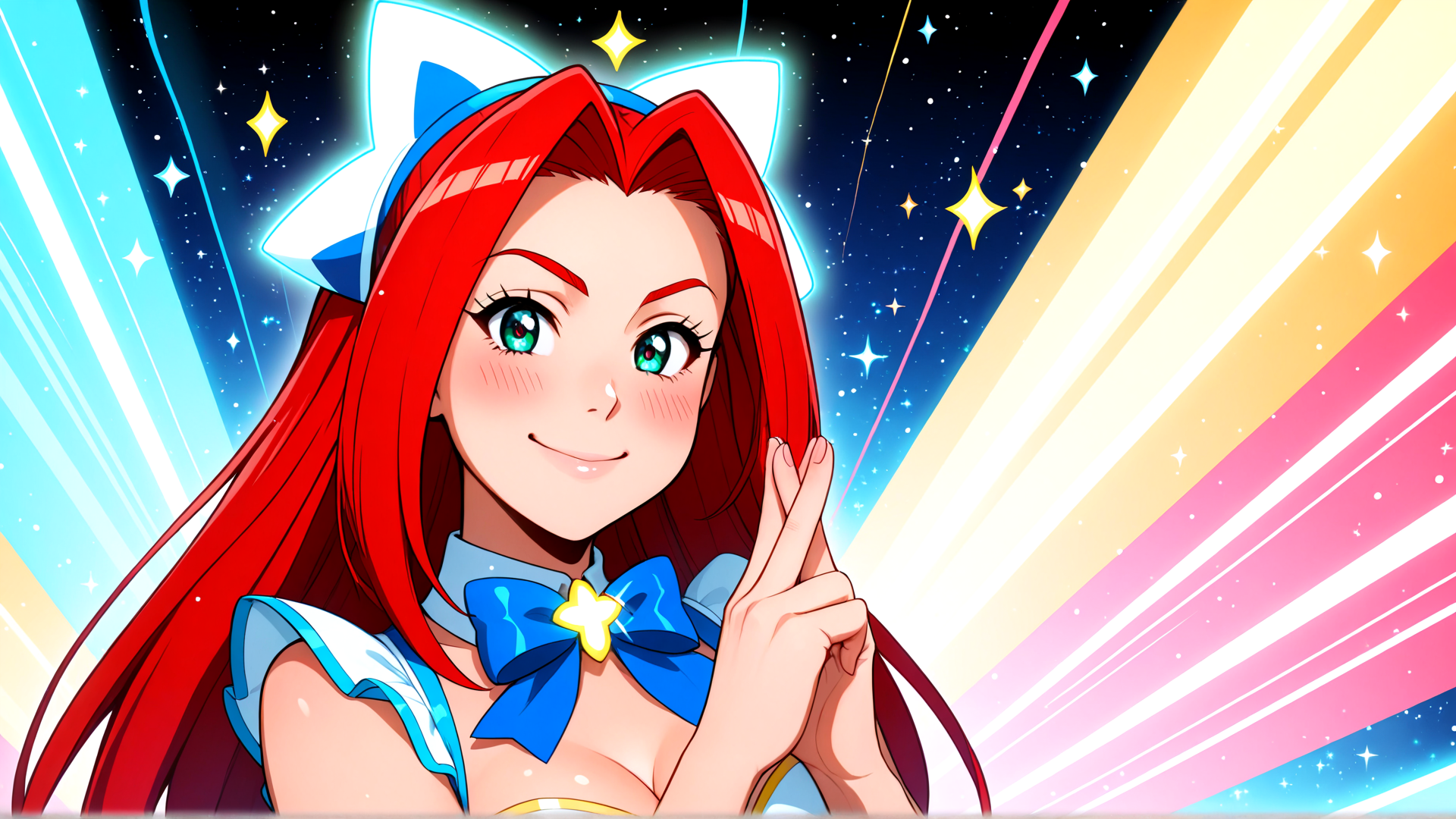 AI generated wallpaper featuring anime girl, princess, fairy, character, star