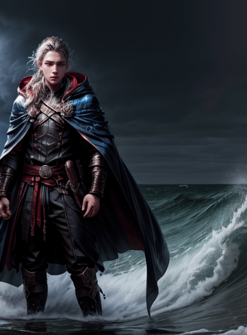 warrior, storm, ocean