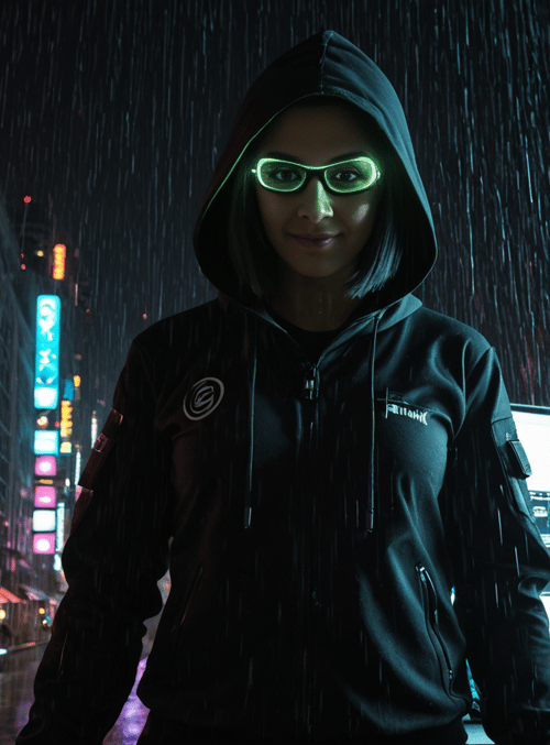 hacker, woman, city