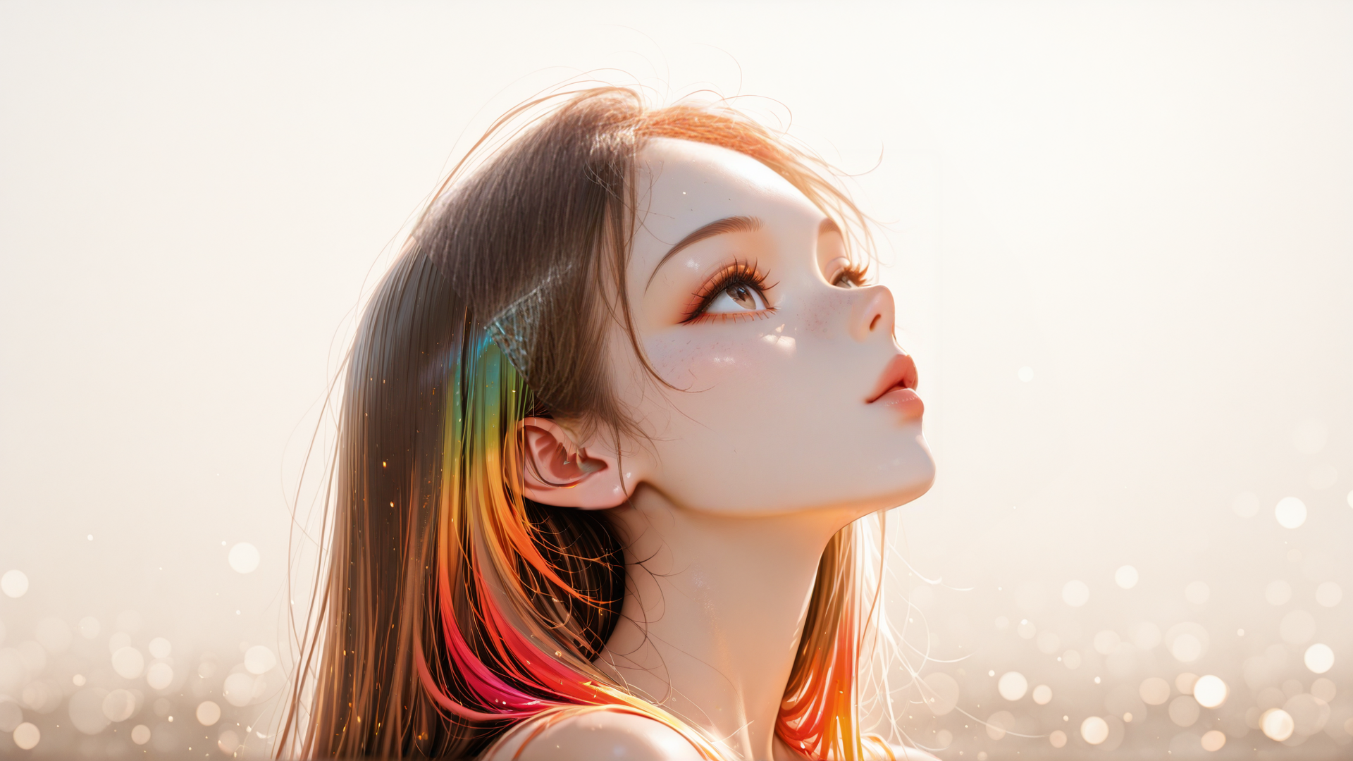 AI generated wallpaper featuring woman, hair, sun