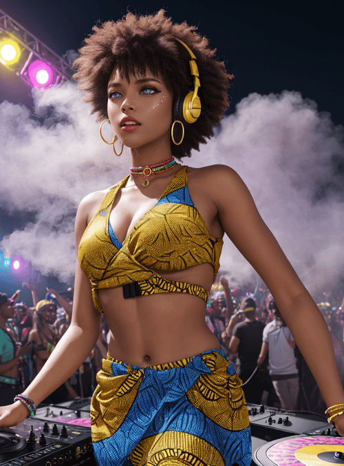 dj, woman, crowd