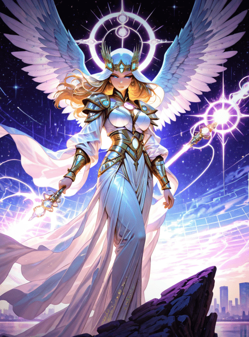 angel, goddess, city