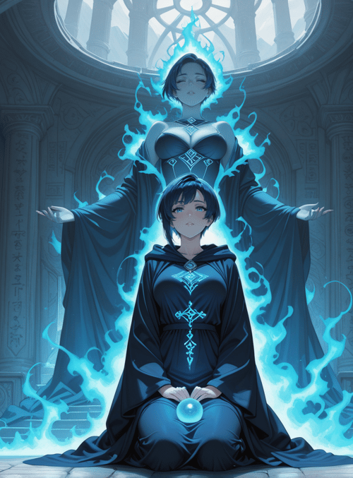 woman, mage, soul, spirit, crown, temple