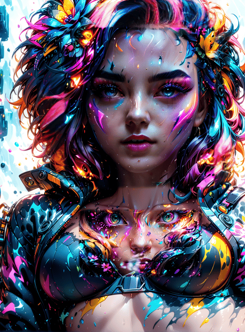 woman, cyberpunk, neon