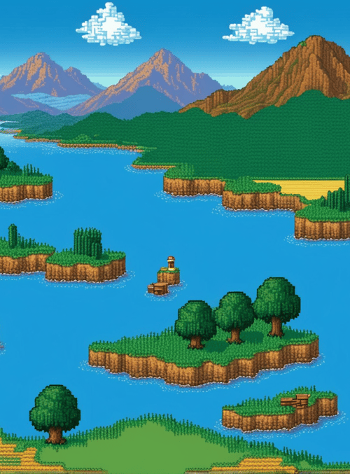 islands, houses, trees