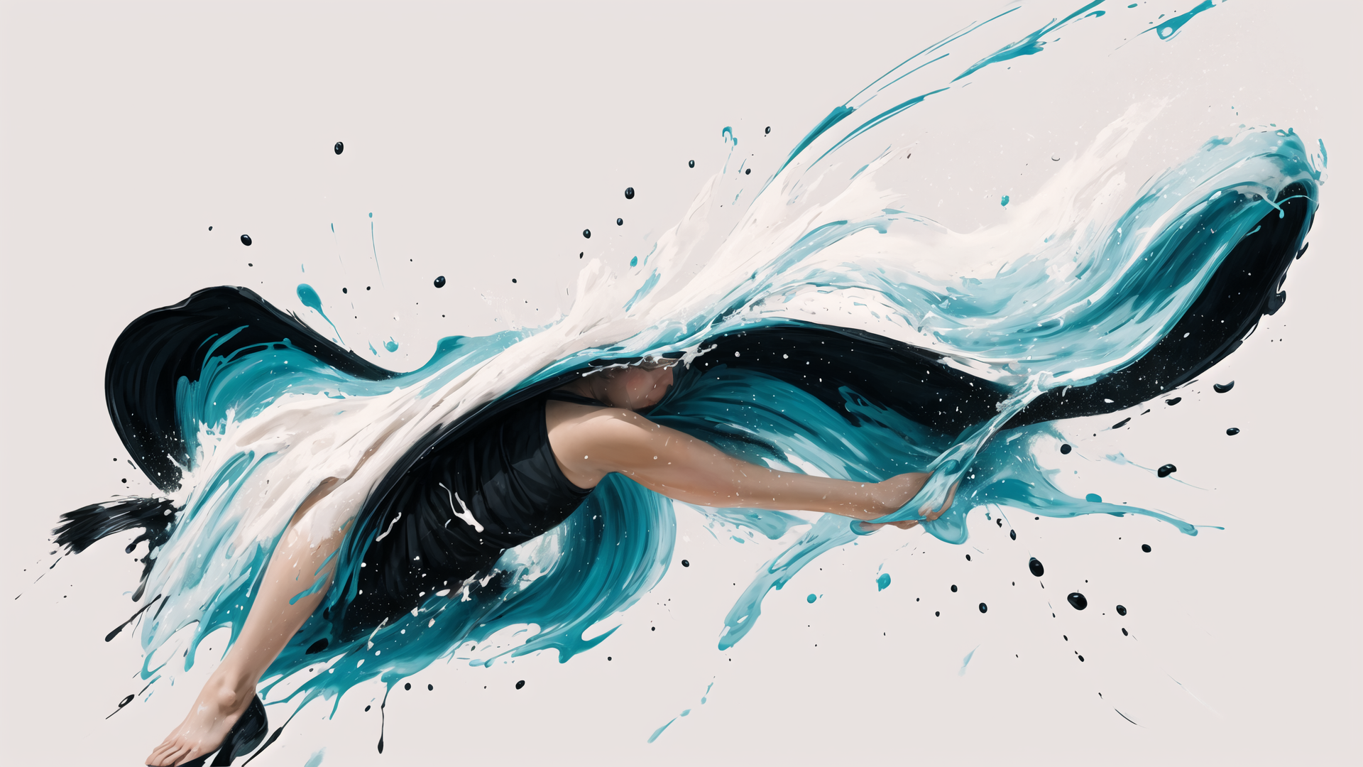 AI generated wallpaper featuring woman, water, splash