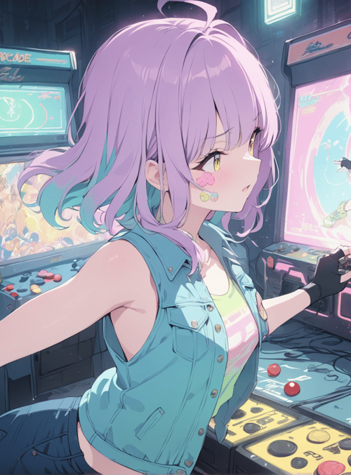 girl, arcade, game