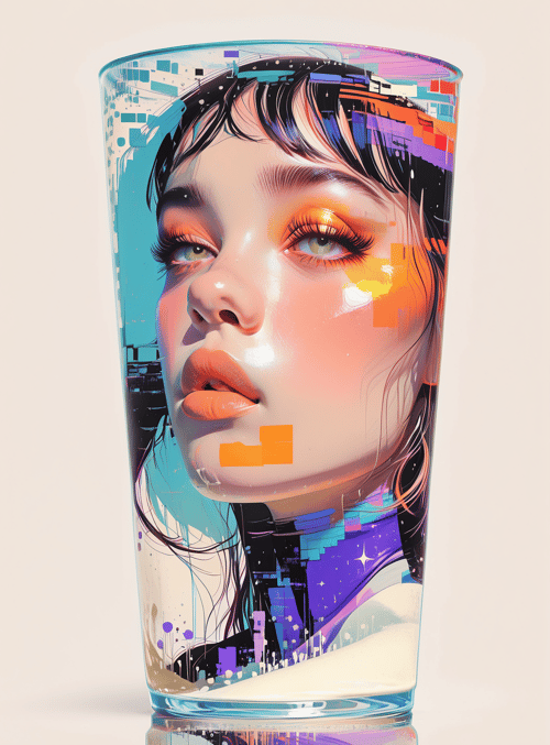 glass, woman, cityscape, art, reflection