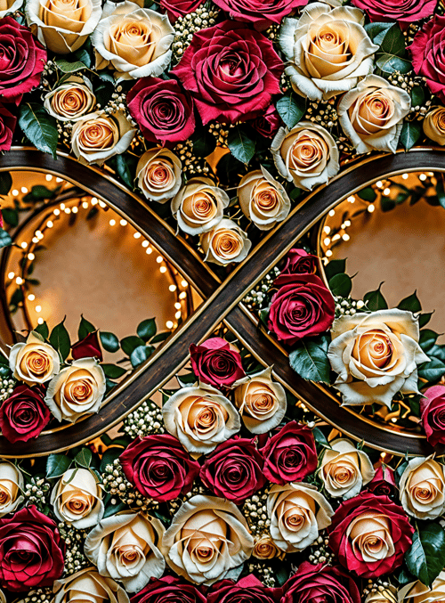roses, infinity symbol, flowers