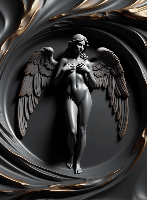 angel, statue, wing