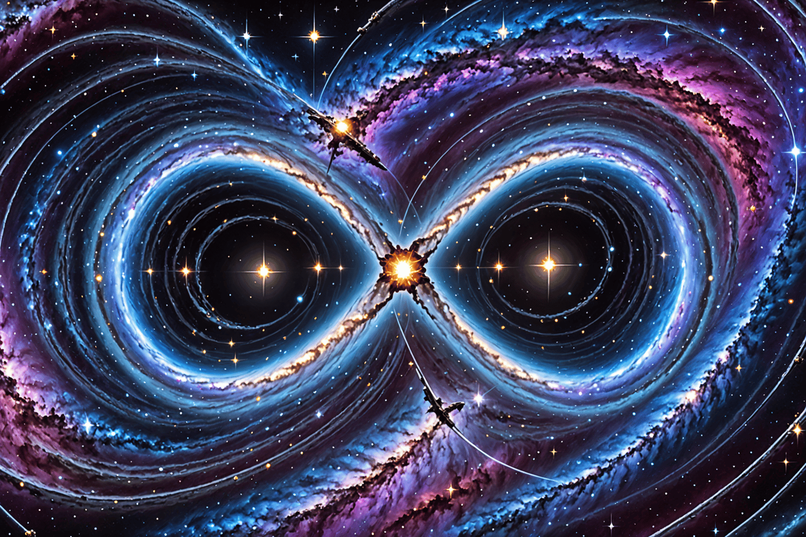 AI generated wallpaper featuring galaxy, spaceship, stars