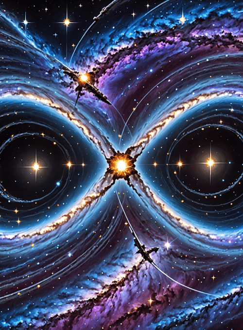galaxy, spaceship, stars