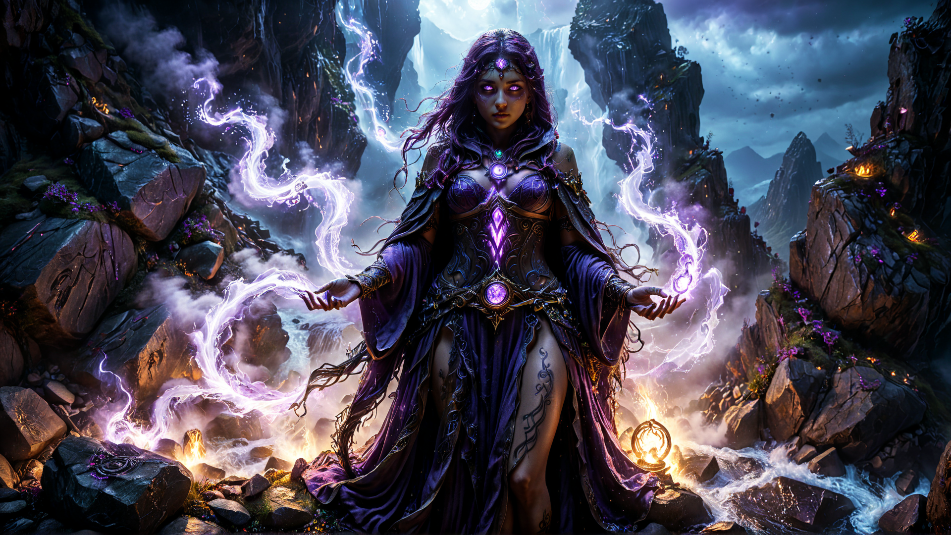 AI generated wallpaper featuring witch, magician, nymph
