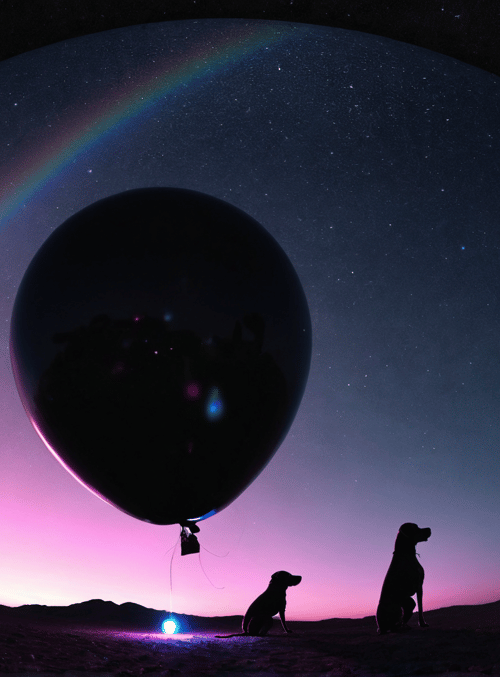balloon, dogs, sky