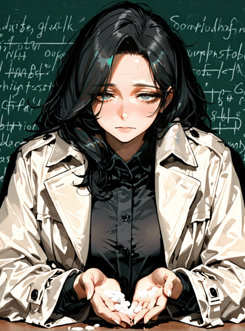 woman, chalkboard, lamp