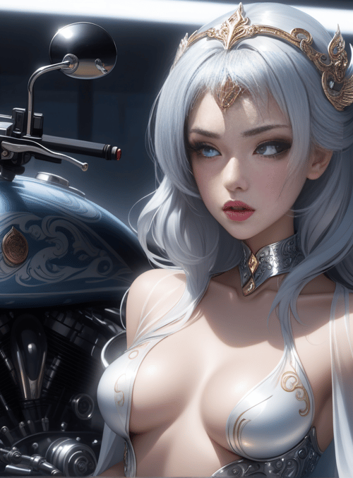 woman, motorcycle, lantern