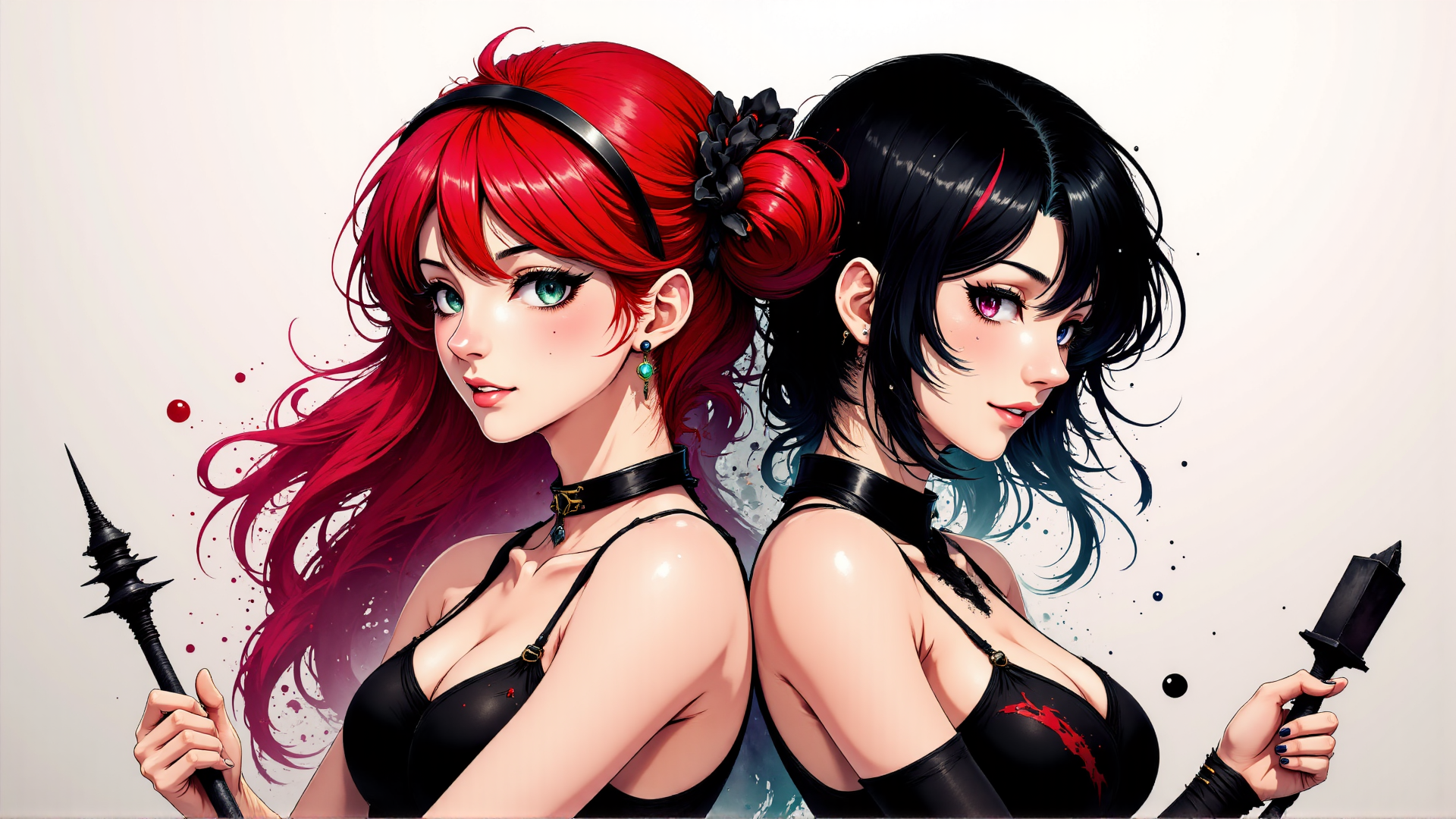 AI generated wallpaper featuring woman, demon, mage, sorceress